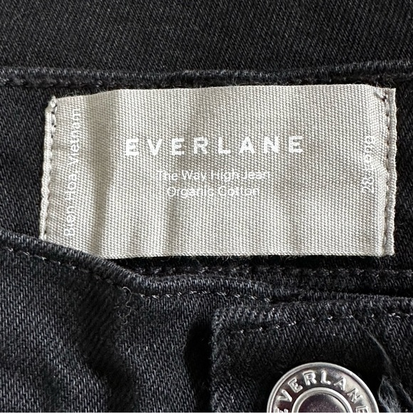 NEW EVERLANE Way-High Jean High-Rise Straight Frayed Hem Coal Black Size 28 Long - Picture 9 of 12